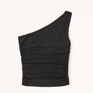 NWT Abercrombie & Fitch Soft Matte Seamless Asymmetrical Ruched One-Shoulder Top